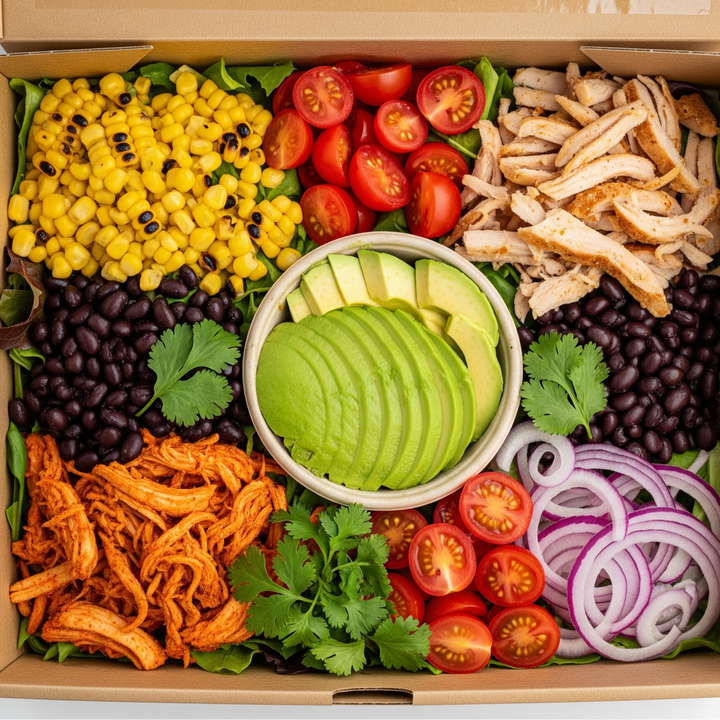 Gluten free Chef's Choice Mexican Chicken, Corn & Avocado Salad Platter