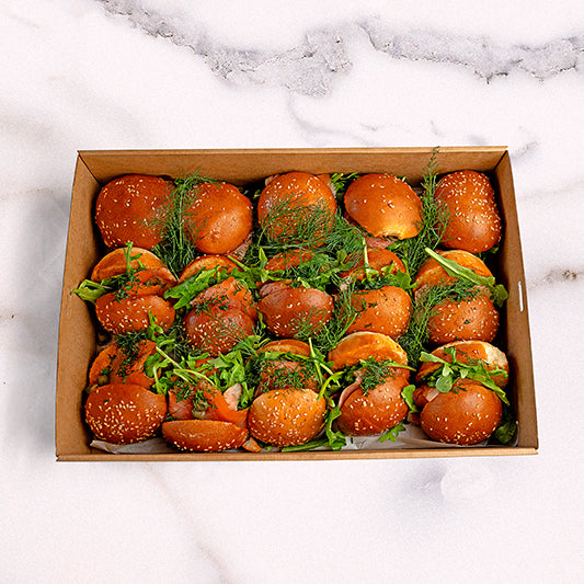 Premium Salmon Gravlax Slider Platter catering by Garçon Sydney