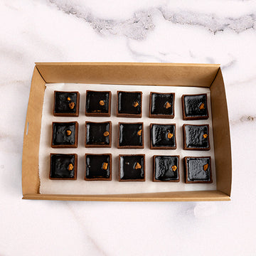 Premium Signature Salted Caramel and Dark Chocolate Tarts catering by Garçon Sydney