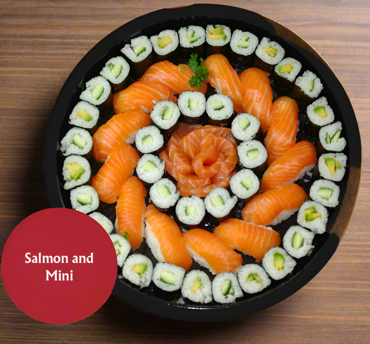 Deluxe Salmon and Mini Sushi Roll Platter 56 pic